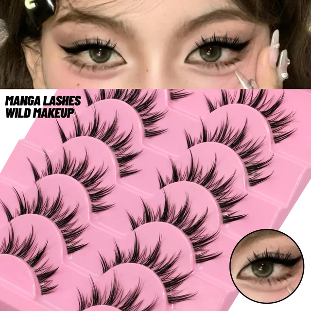 Veltrinay Natural False Eyelashes Manga Lashes 3d Faux Mink Lashes Look Realistic Soft Cross Lashes Fake Lashes Makeup