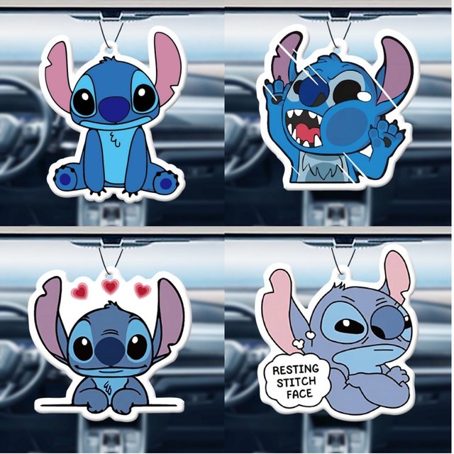 10 Styles Disney Stitch Film de parfum de voiture dessin animé cintre de voiture coupe porcelet