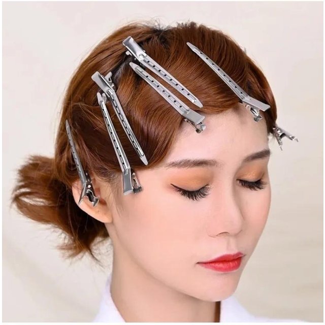New 10Pcs Stainless Steel Duckbill Clips Long Hair Clips Bangs Fixing Clips Professional Hairdressing Makeup Hair Styling Tools
