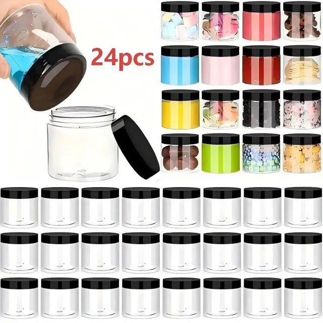 24pcs Clear 4oz Plastic Jars Multi-Purpose Containers for Lotions, Creams Slime, Cosmetics Beads, Samples, and Travel Storage
