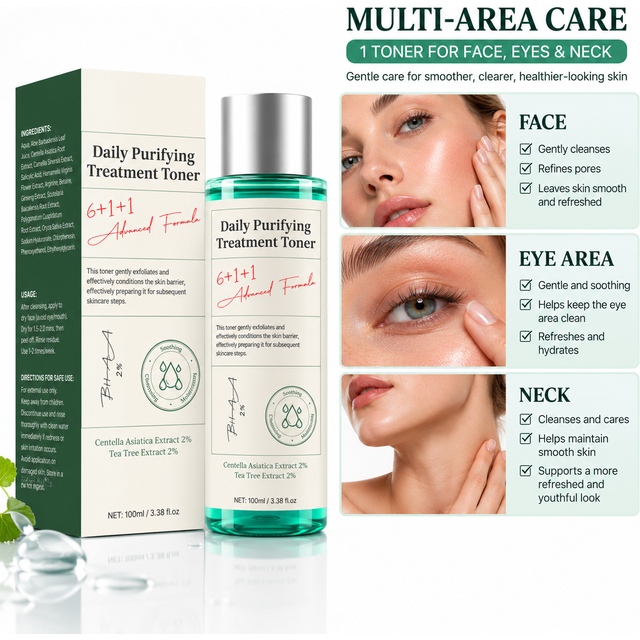 100ml Daily Purifying Treatment Toner with Salicylic Acid & Centella Asiatica,Oil Control & Facial Exfoliation Skin Care Toner