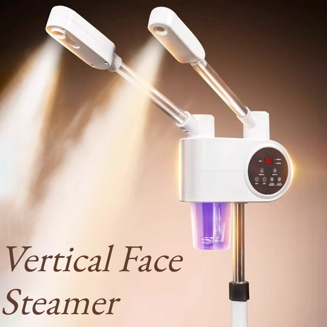 Vertical Face Steamer Hot Cold Spray Moisturizing Double Tube Spray Facial Steamers Home Cleaning Skincare Beauty Instruments