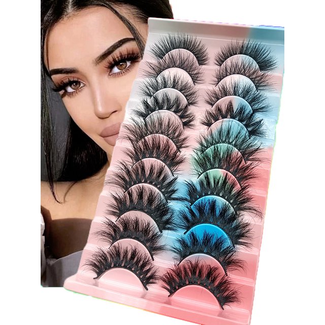 FOXESJI 3D Mink Lashes False Eyelashes Fluffy Thick Cross Wispy Natural Eye Lashes Mink Soft Lash Extension Supplies Makeup Set