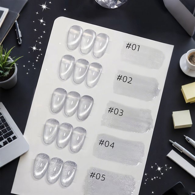 10ML 1-8pcs 2026 New Style Clear Universal White Glass Beads Cat Eye Magnet Gel Nail Polish Suitable For Toe Nails White Nails