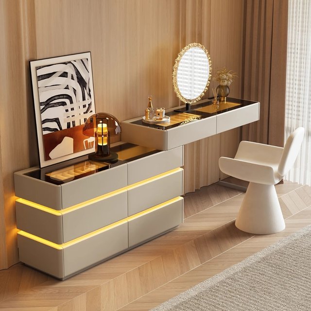 Luxury Dressing Table Mirror Makeup Vanity with Drawers Storage Corner Dressing Table Organizer Coiffeuses De Chambre Home Decor