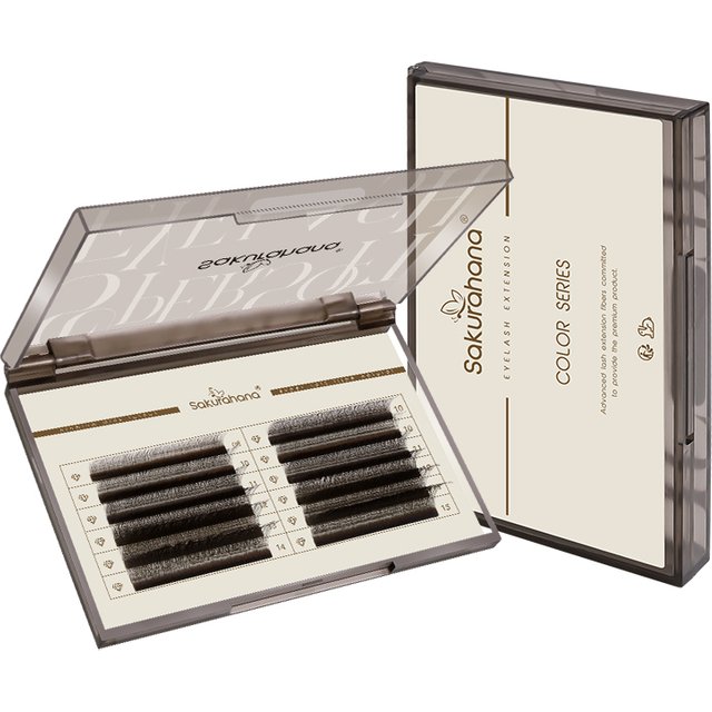 SAKURAHANA Brown Automatic Flowering W Shaped Bloom 3D 4D 5D Premade Fans Natural Soft Professional Makeup Eyelashes