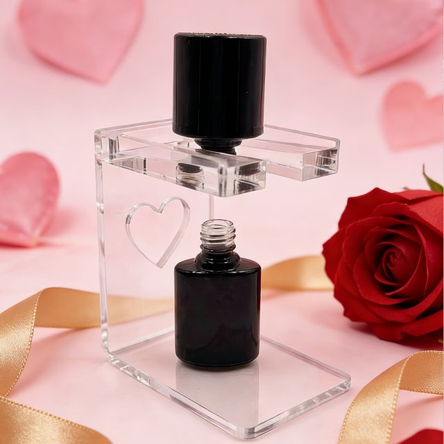 1pc Nail Polish Inverter Stand Transparent Storage Display Stand Heart Design Nail Polish Bottle Holder, Nail Art Tool Accessory