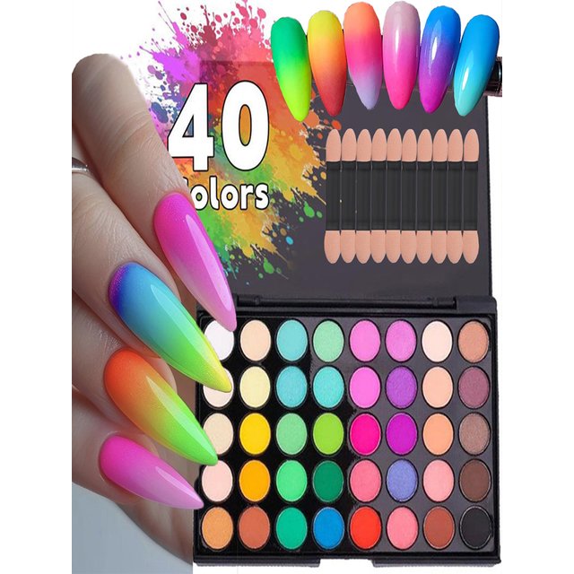 40-Colors Gradient Nail Eyeshadow Palette Glitter Waterproof Matte Long-Lasting Pigmented Powder For Beginner Makeup Learn Tools