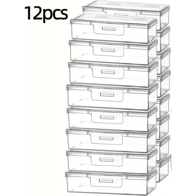 12 Clear Plastic Storage Boxes with Lids - Versatile Organizer Containers for Jewelry, Handicrafts, Cosmetics, and More | Home