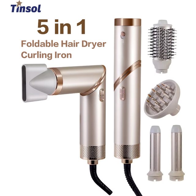 5 in 1 Handle Foldable Hair Dryer Portable Multifunctional Home Hair Dryer Negative Ion Hair Care Curling Iron Personal Styling