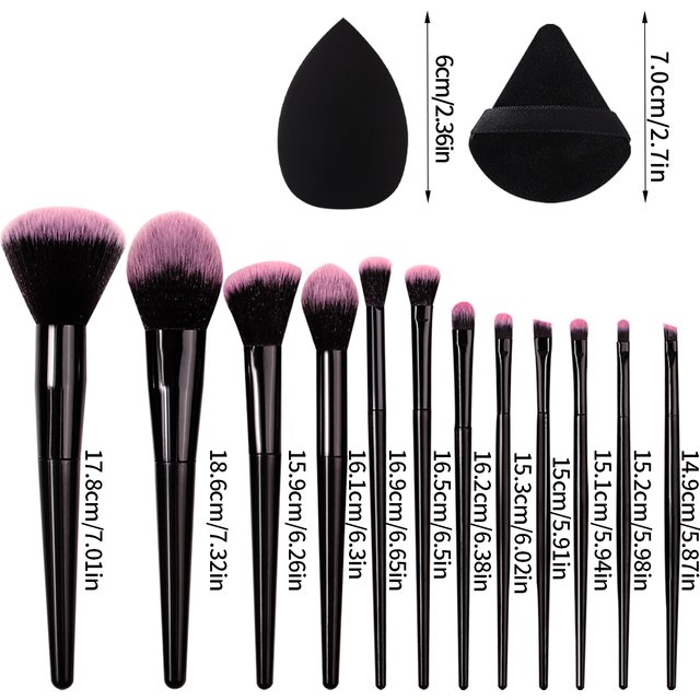 12 High-Quality Soft Makeup Brushes Set +4 Beauty Eggs, Triangular Powder Puff, Super Practical and Portable Beauty Tools