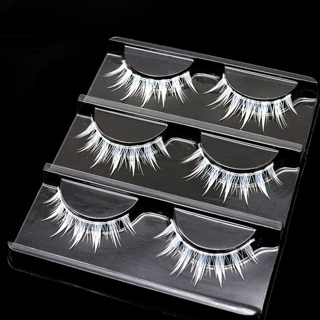 White False Eyelashes Cosplay Strip Lashes Dramatic Volume DIY Wispy Eyelashes for Anime Party Makeup Supplies Black/White