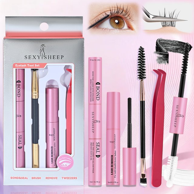 Eyelash Glue Lash Bond and Seal 2 in 1 for Lash Clusters/Strip Lash Super Strong Hold Makeup Tools Beginner Friendly