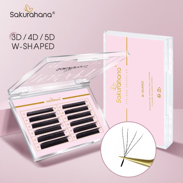 SAKURAHANA Automatic Flowering W Shaped Bloom 3D 4D 5D Premade Fans Natural Soft Professional Eyelashes for Makeup