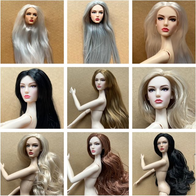 Poppy Parker Super White Coffee Pink Beige Skin Doll Heads With Good Makeup Collection 1/6 Female Doll Parts Decors