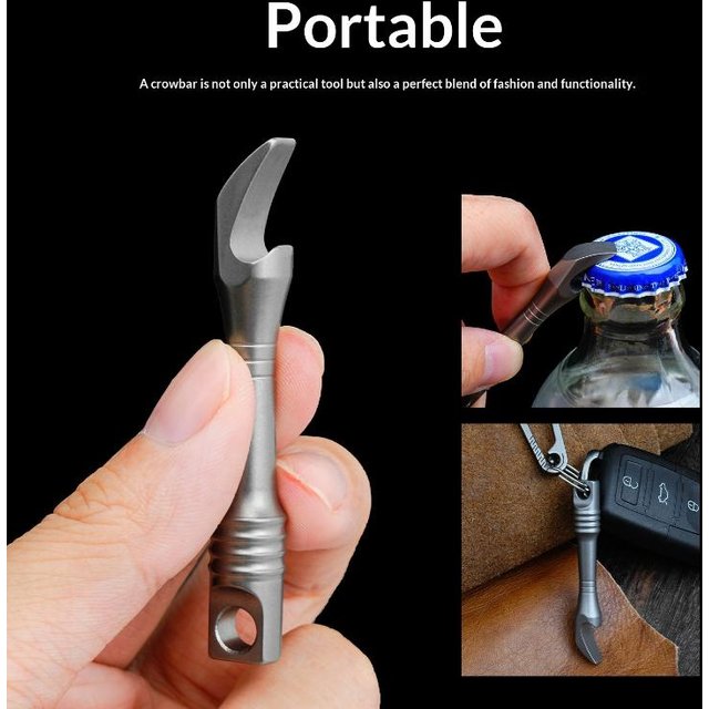 Ouvre-bouteille en alliage de titane, Mini porte-clés EDC multifonctionnel, outil d'ouverture de livraison Express, pendentif de collier de barre de levier