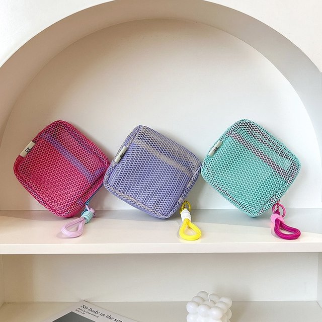 Mesh Storage Bag Dopamine Mesh Tofu Bag Large Capacity Mesh Makeup Bag Portable Travel Multi-purpose Storage Bag Mesh Bag