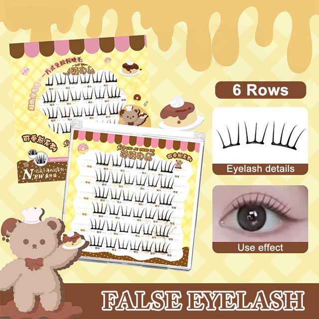 6rows Girl Group Eyelashes Glue Free 11-12mm False Eyelashes Manga Korean Eyelashes For Parties And Travel Makeup Enlarge Eyes