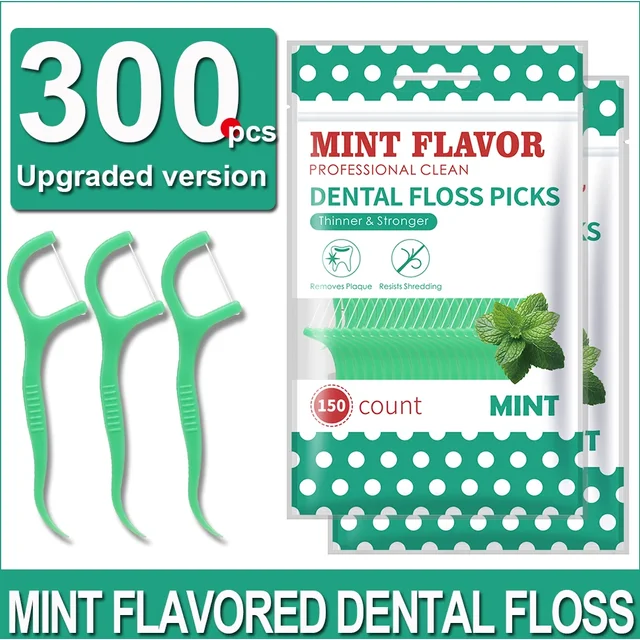 450pcs Adult Mint Flavored Dental Floss Picks Ultra-Fine Portable Flossing Sticks Toothpick Thread for Home And Travel Oral Care