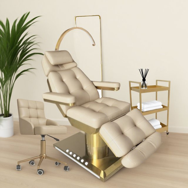 Electric Massage Bed Luxury Massage Table Stainless Steel Gold Base Spa Salon Beauty Facial Bed Electric Massage Bed