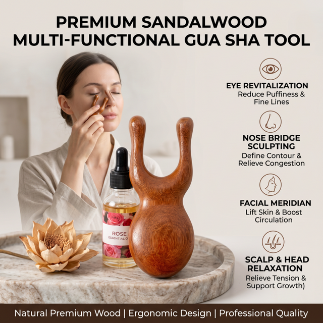 Outils de massage facial en bois Gua Sha, masseur de tête en bois de santal, outil de massage pour le visage, le nez et les yeux, outils de thérapie en bois, outils d'acupression