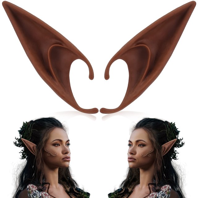 1 paire d'oreilles longues d'elfe marron, oreilles de fée Cosplay, accessoire de déguisement de Vampire pour Halloween, fantaisie de la Renaissance, fête de mascarade LARP