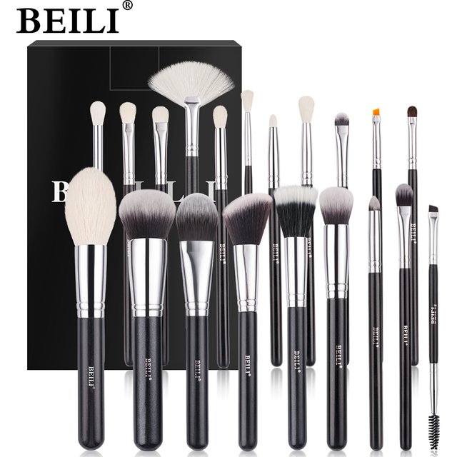 BEILI Black Makeup brushes set Professional Natural goat hair brushes Foundation Powder Contour Eyeshadow make up brushes