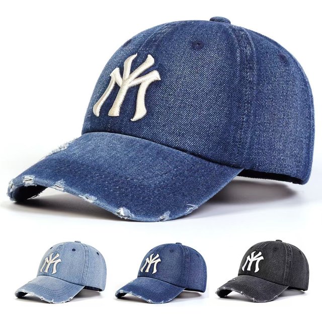 New Unisex Letter Embroidery Hole Denim Baseball Caps Spring Autumn Outdoor Adjustable Casual Hats Sunscreen Hat