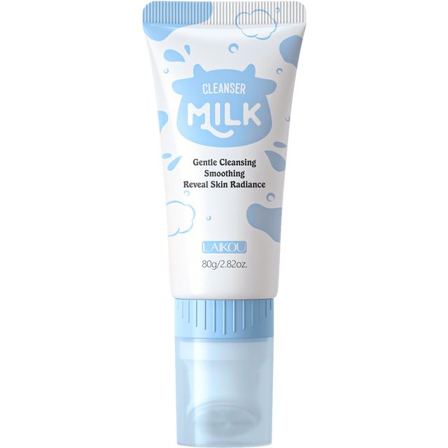 Laikou Milk Face Cleanser Facial Scrub Cleansing Wash Foam Mossee Acne Oil Control Blackhead Remover Shrink Pores Skin Care 80g