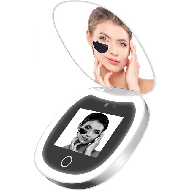 CHCH UV Mirror Sunscreen With Light 2X Magnification Travel Makeup Portable UV Mirror Sunscreen Testing Camera Tool