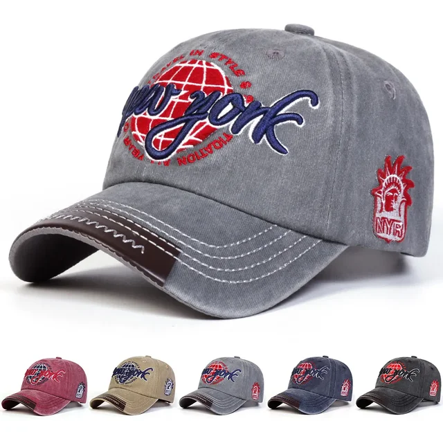 Unisex New York Embroidery Wash Baseball Caps Spring Autumn Outdoor Sunscreen Hat Adjustable Casual Trucker Hats