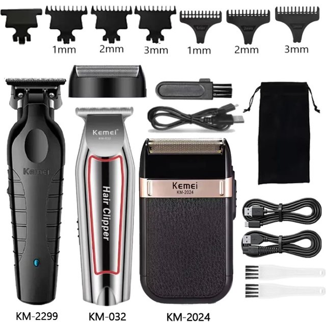 Kemei Hair Clipper Kit Men's Electric Shaver Hair Trimmer Machine Professional Hair Cutting Machine Km-2299 Km-032 Km-2024
