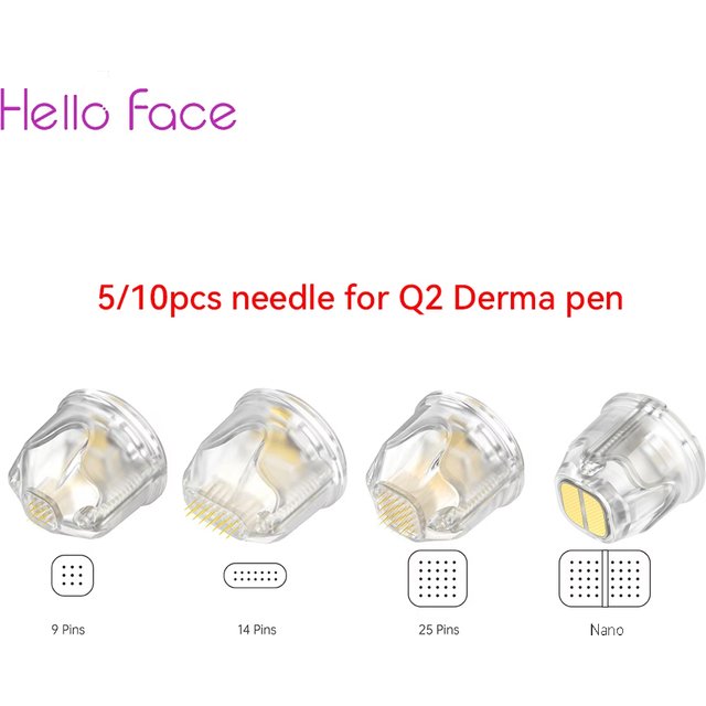 Hello Face 5/10 pcs Q2 Golden Needle Head EMS Derma Stamp 9 pin 14 pin 25 pin Cartridges For Skin Care & Hair Growth