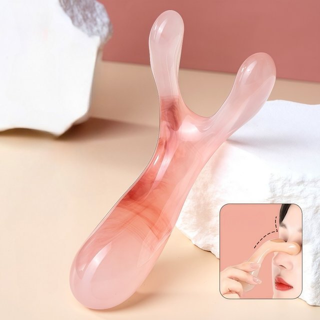 Resin Face Lifting Stone Guasha Scraping Facial Gouache Y-shaped Fork Massage Plate Nose Massage Trigger Point Nose Massager