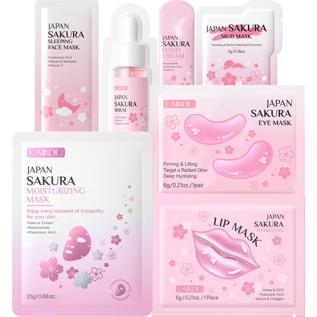 LAIKOU Japan Sakura Skin Care Set Hydrating Lip Mask Moisturizing And Soothing for Dry Skin