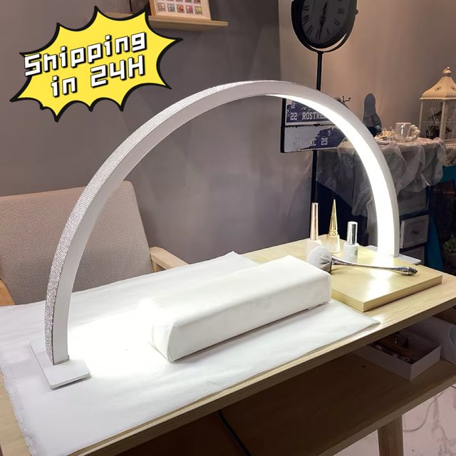 48W Half Moon Lamp For Nail Desk Dimmable 3000K-6000K Makeup Manicure Beauty Salon Touch Switch LED Light Half Moon Nail Lamp