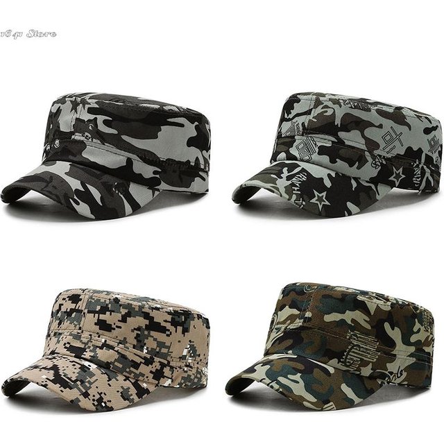 1pc Camouflage Baseball Cap Hat Men Women Tactical Flat Cap Hat Outdoor Sports Camping Hiking Sunhat Hunting Sun Cap Sunscreen