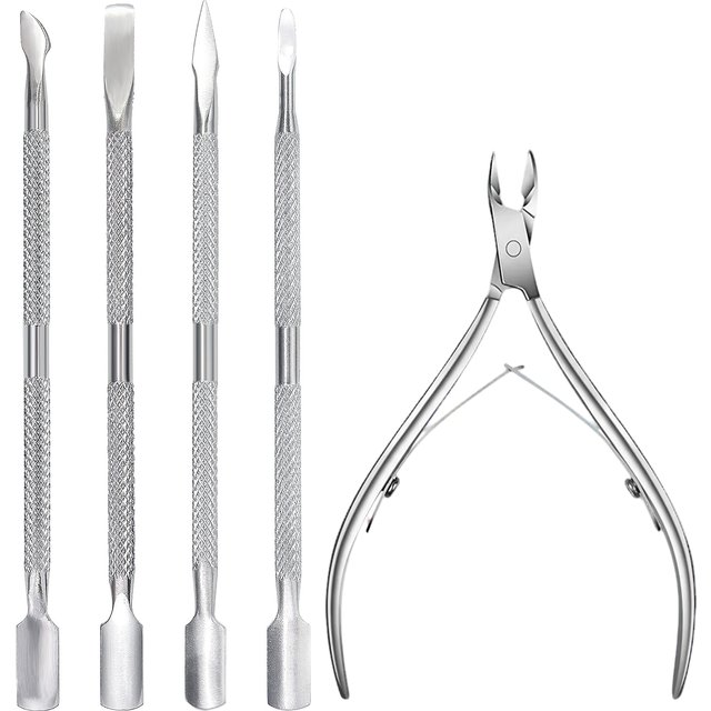 4/5Pcs Professional Nail Set Stainless Steel Nail Cutter Scissor Nippers Muti Function Cuticle Pusher Remover Nail Care Manicure