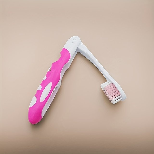 Manual Folding Travel Toothbrush, Full-head, Medium Bristles, Microfiber, Unscented, Portable and Easy to Clean