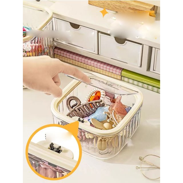Transparent Jewelry Box, Large-Capacity Cosmetics Storage Box, Multi-Specification Sealed Storage Box, Desktop Organizer Box, 1Pcs