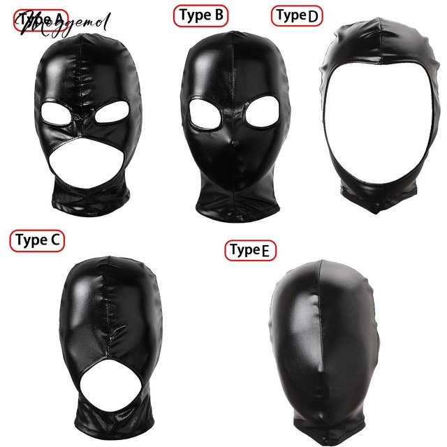Femmes hommes unisexe jeu de rôle Cosplay masque facial Sexy en cuir PU Latex masque de tête yeux