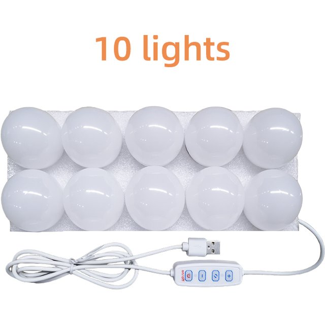 LED makeup mirror fill light, three-tone light with adjustable brightness, plug-and-play beauty mirror ambient light