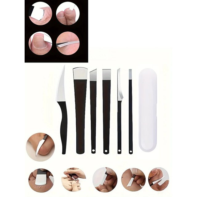 2/6pcs Stainless Steel Foot Care Set, Sharp Exfoliating Knife & Smooth Foot Scraper, Ingrown Toenail Clippers, Dead Skin Remover