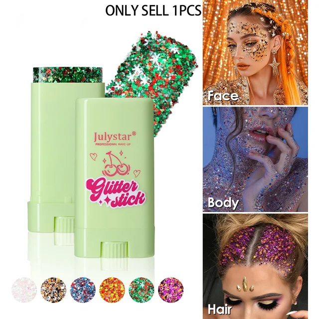 Glitter Stick For Face Hair Body, 6 Colors Sequins, Easy Apply Shimmer For Festival Party Christmas Halloween Makeup