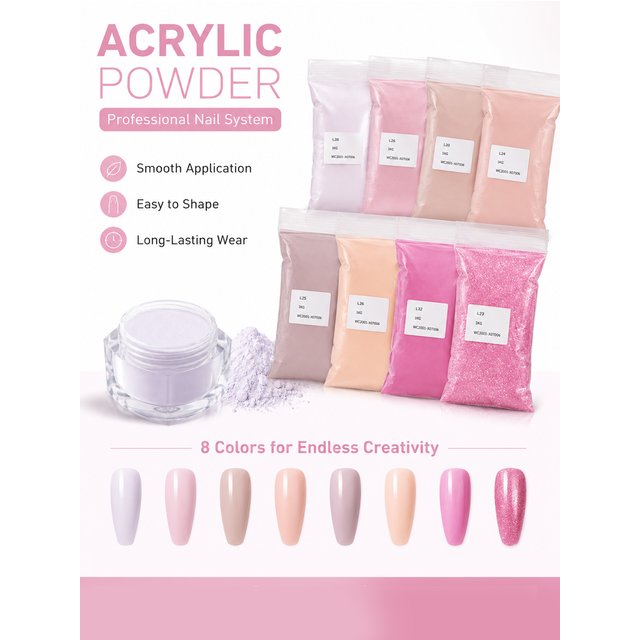100g acrylic powder, acrylic nail polish powder, acrylic nail system, acrylic nail polish powder, clear white acrylic powder, DI