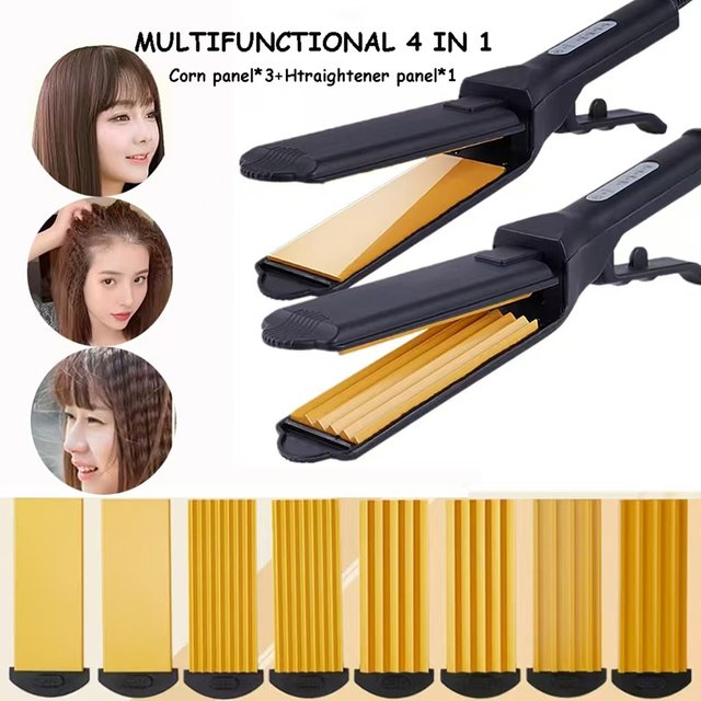 Hair Iron Ceramic Hair Straightener Professional Curling Iron Corn Perm Fluffy Splint Flat Iron Hair Styling 4 IN 1 Salon Tools