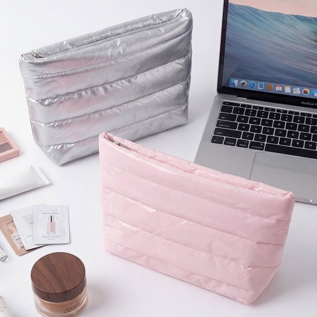 Portable Large Capacity Makeup Bag Solid Color Waterproof Cosmetic Pouch Cosmetics Bag Women