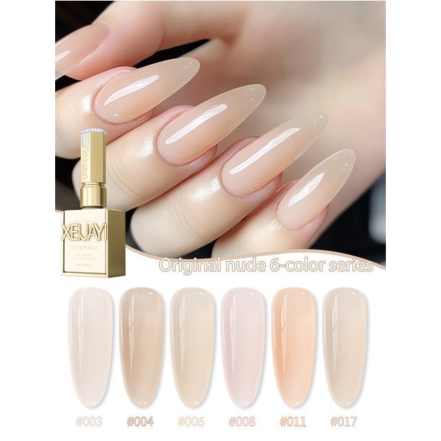 Spring 2025 Nail Fashion Bright Nails 6 Color 15ml Trendy Cool Nude Nail Polish Semi-Permanent Nail Soak UV LED