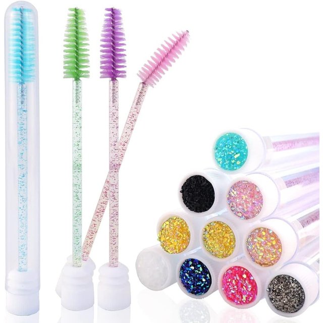 50sets Eyelash Mascara Wands With Tube Reusable Lash Spoolie Brush In Container Disposable Eyebrow Applicator Case Wholesale