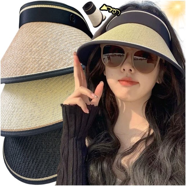 3 Colors Foldable Wide Brim Straw Sun Hats Portable UV Protection Cap Breathable Sunscreen Hat for women Men Outdoor Beach Hat